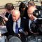 Former BBC presenter, Stuart Hall facing press outside the court